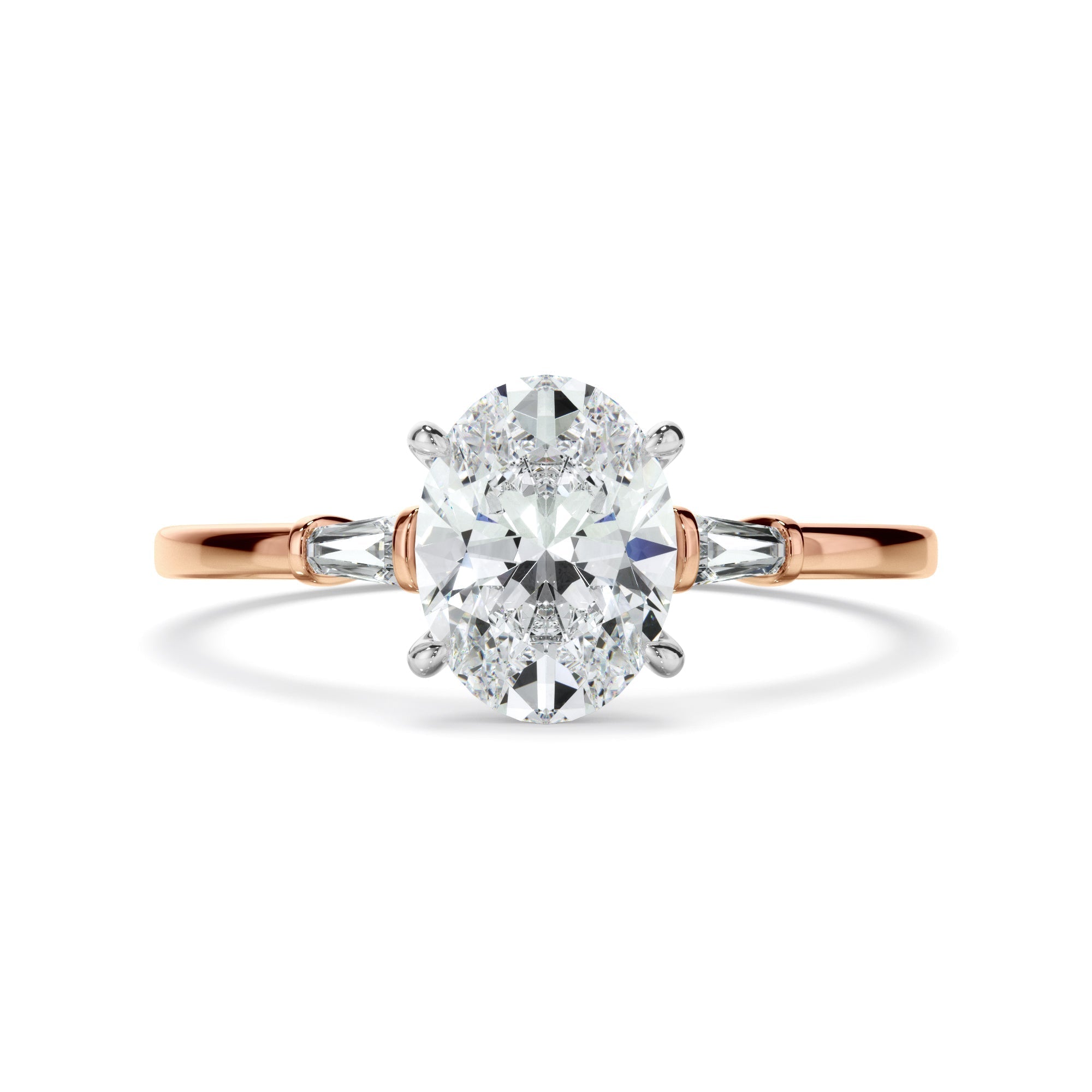 Oval Cut Diamond Engagement Ring With Baguette Sides