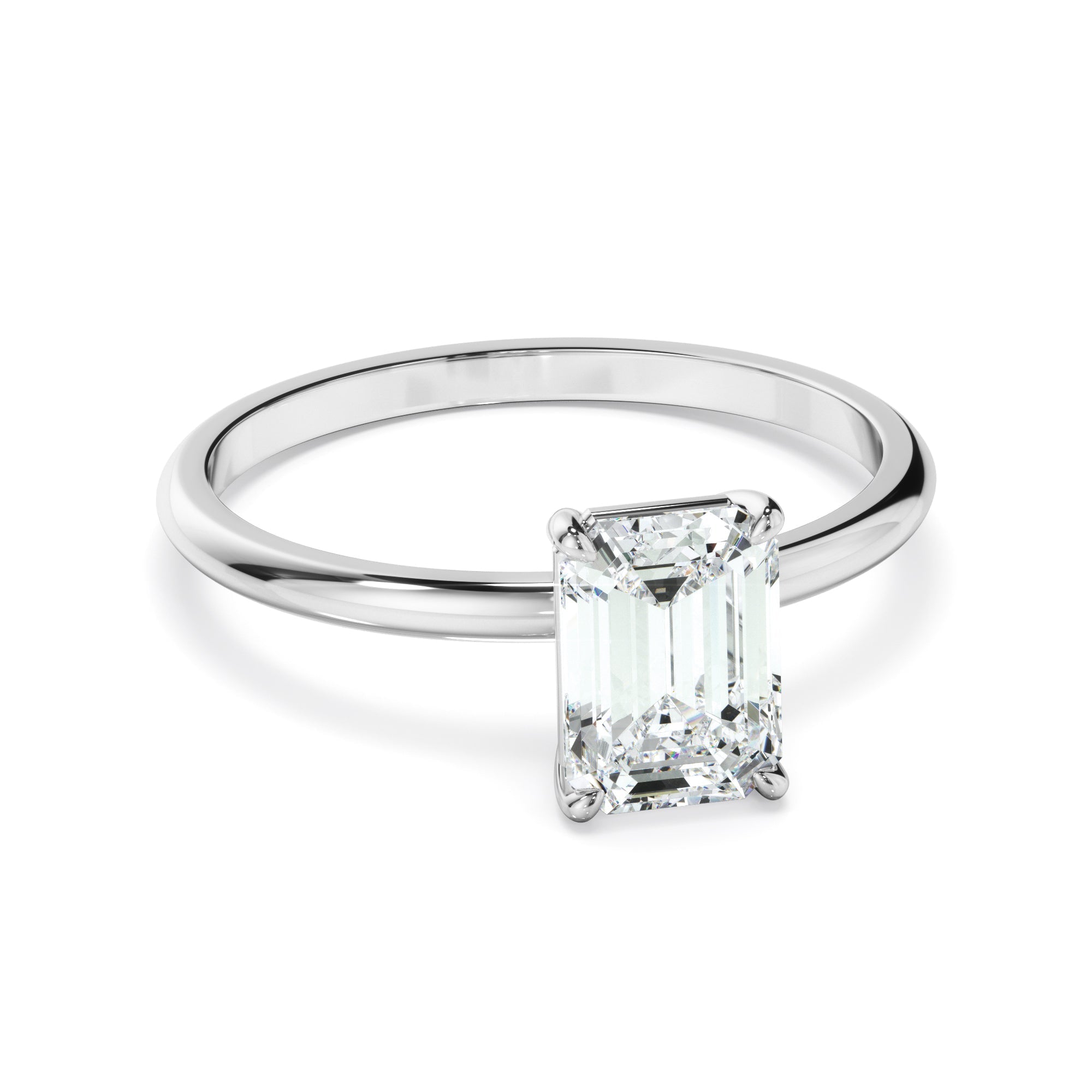 Emerald Cut Diamond Solitaire Engagement Ring