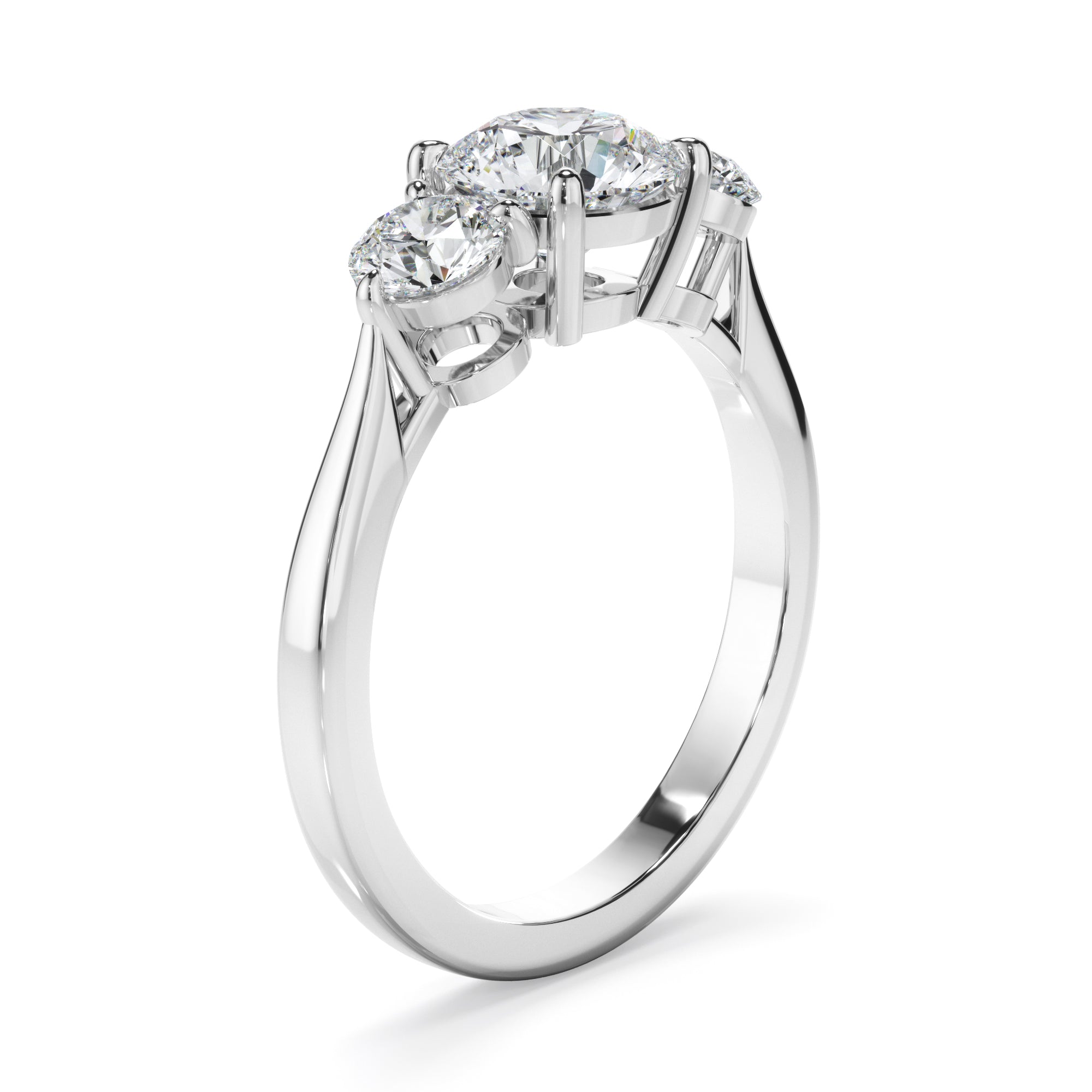 Round Brilliant Cut Diamond Trilogy Engagement Ring