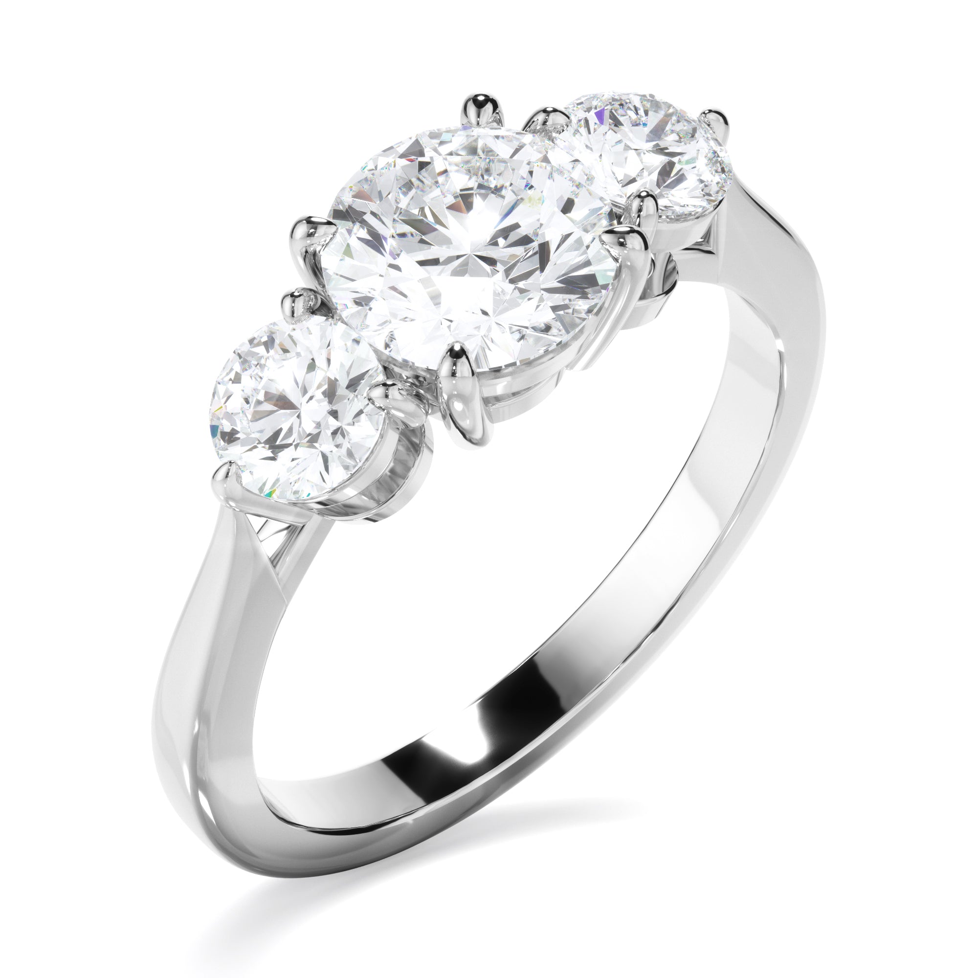 Round Brilliant Cut Diamond Trilogy Engagement Ring