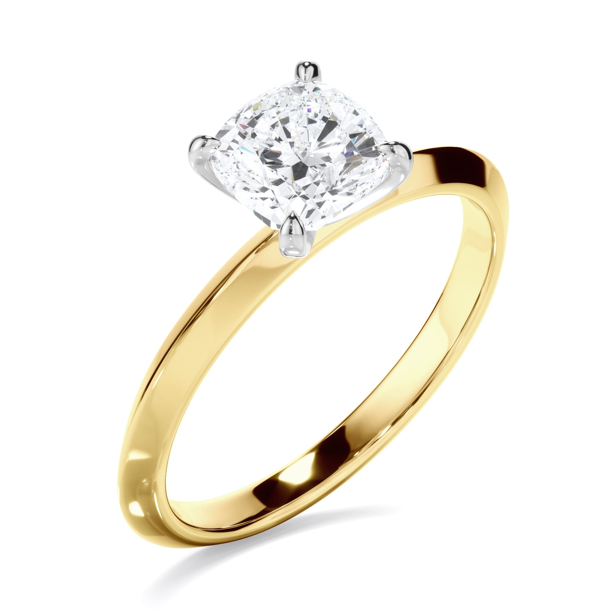 Cushion Cut Diamond Solitaire Knife Edge Engagement Ring