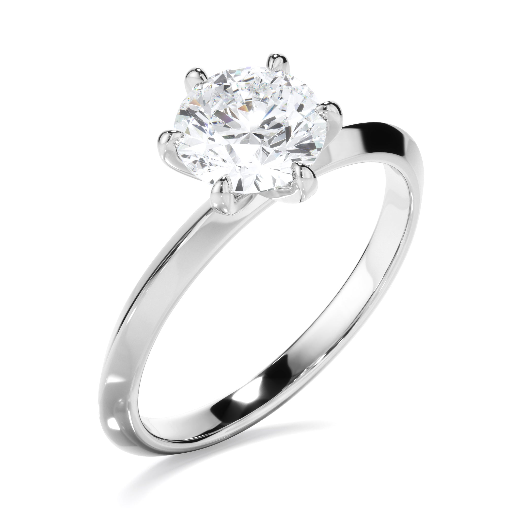 Round Brilliant Cut Diamond Solitaire Knife Edge Engagement Ring