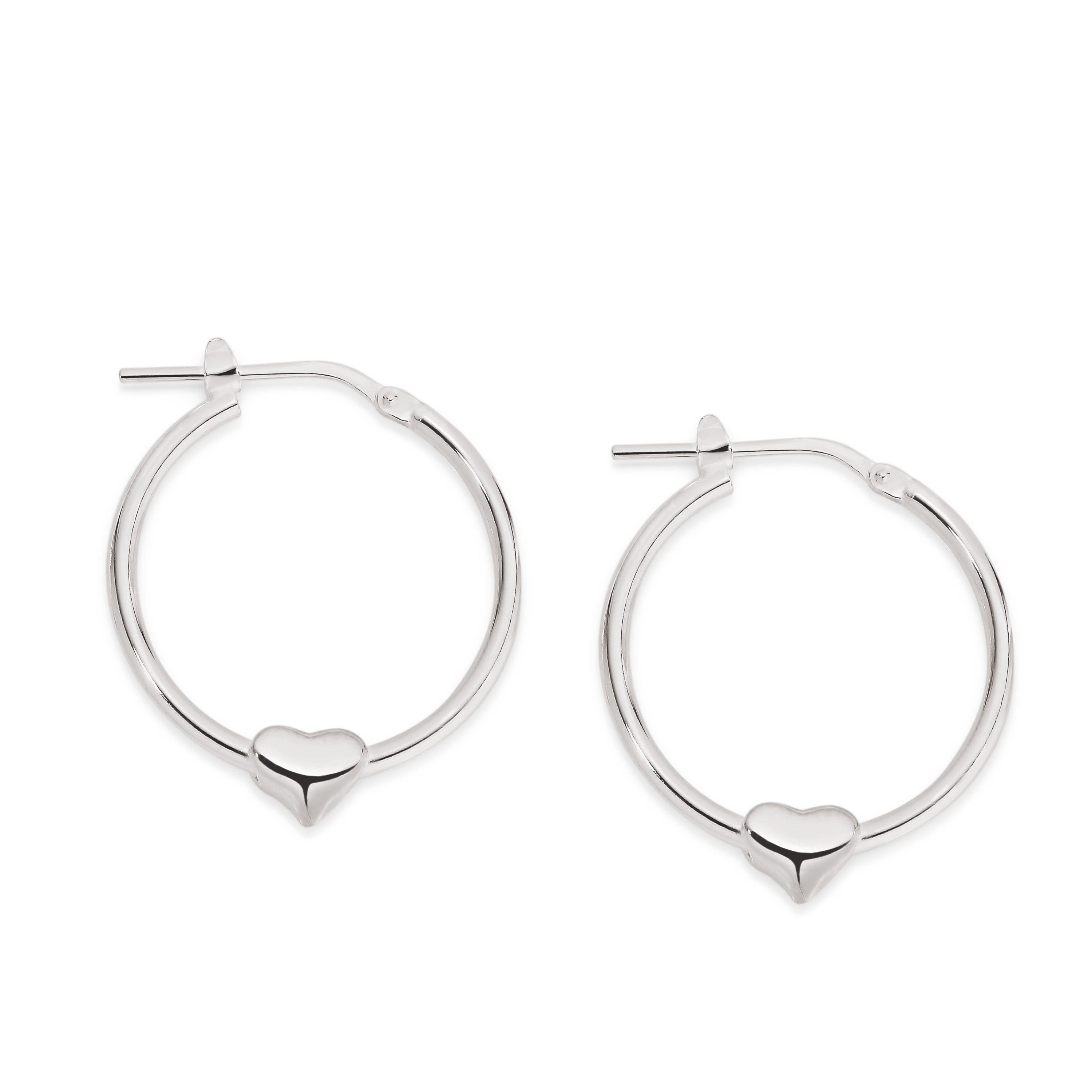 Silver heart hoops 20mm