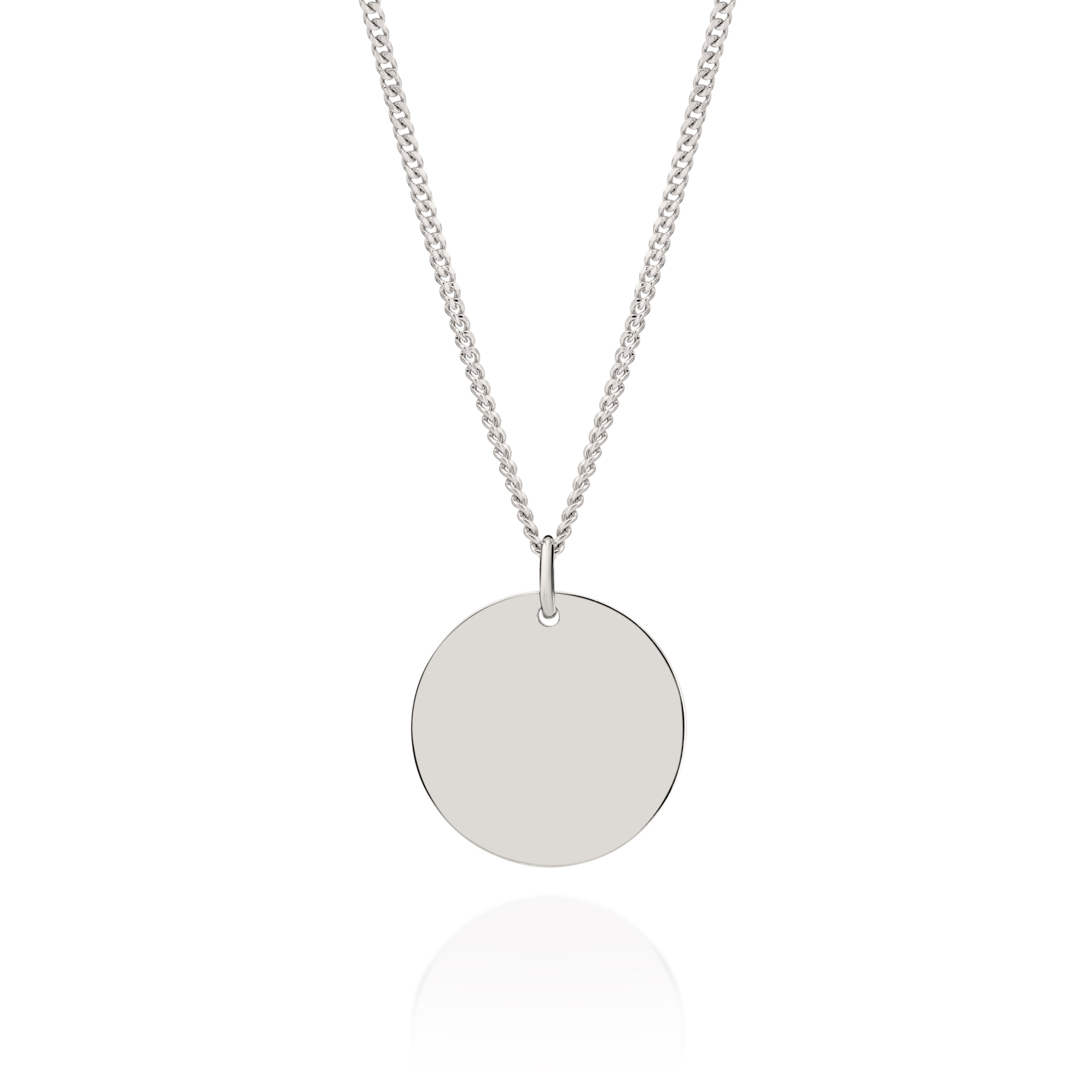 Silver 20mm engravable disc pendant