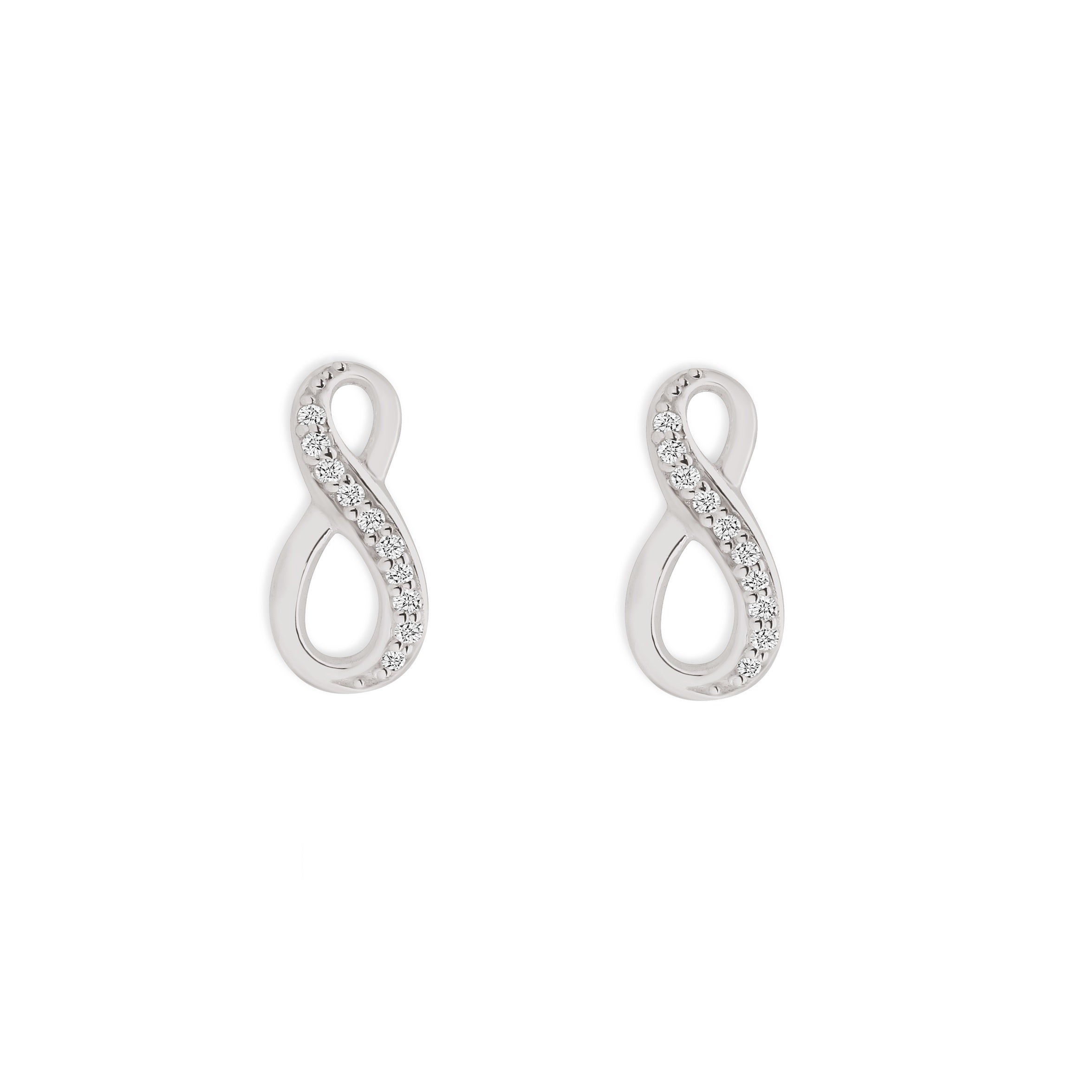 Silver cubic zirconia infinity studs