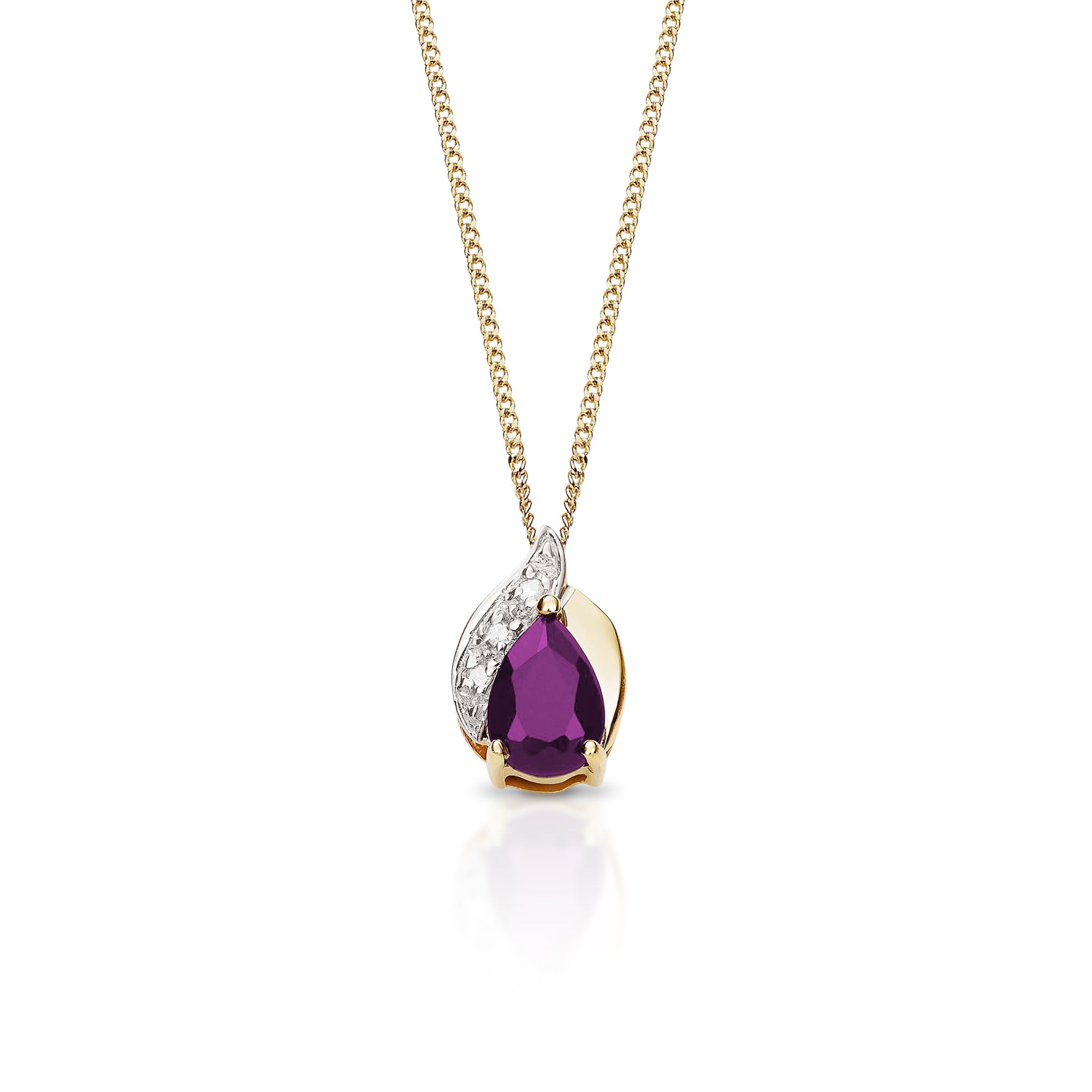 9ct gold amethyst & diamond pendant