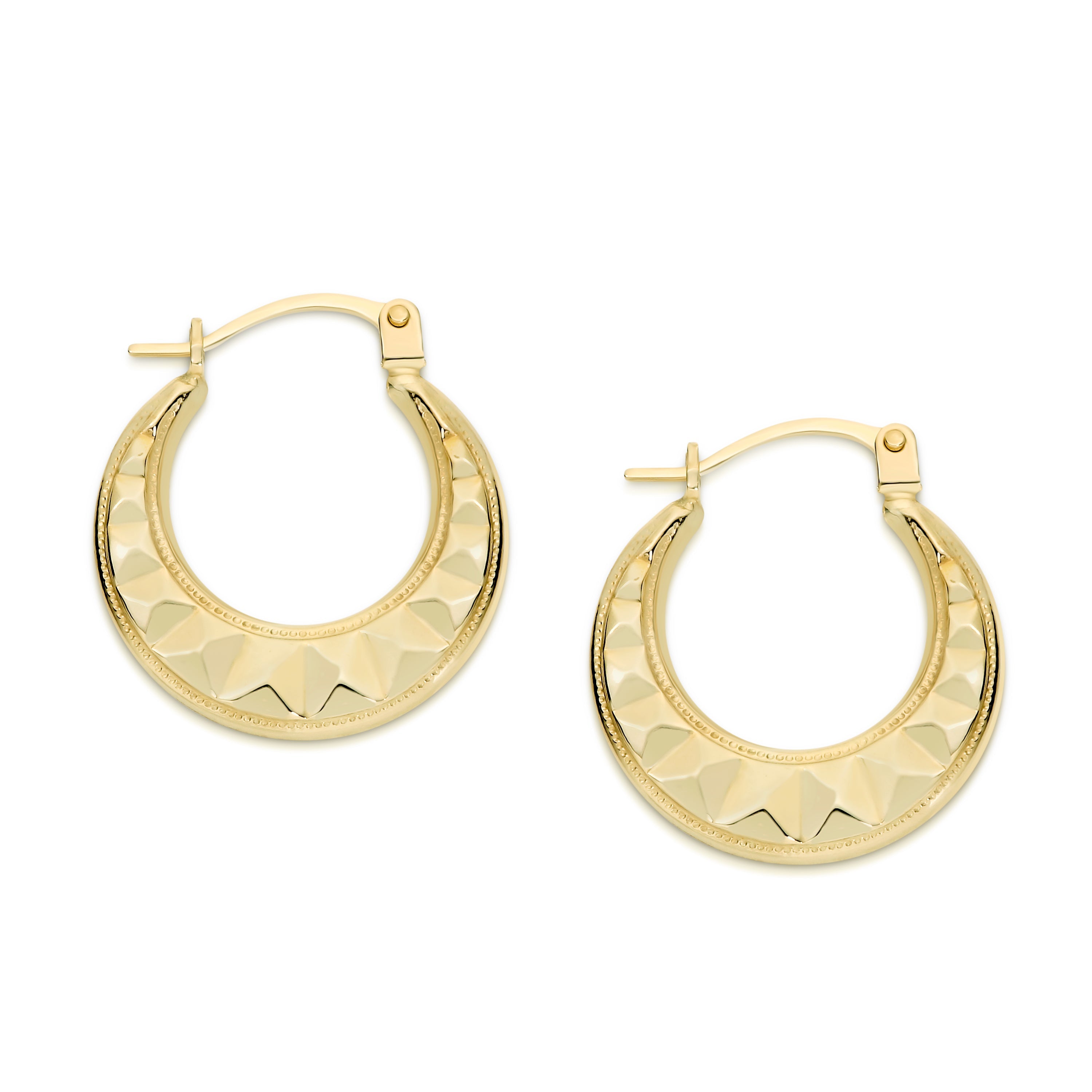 9ct gold fancy hoops 10mm