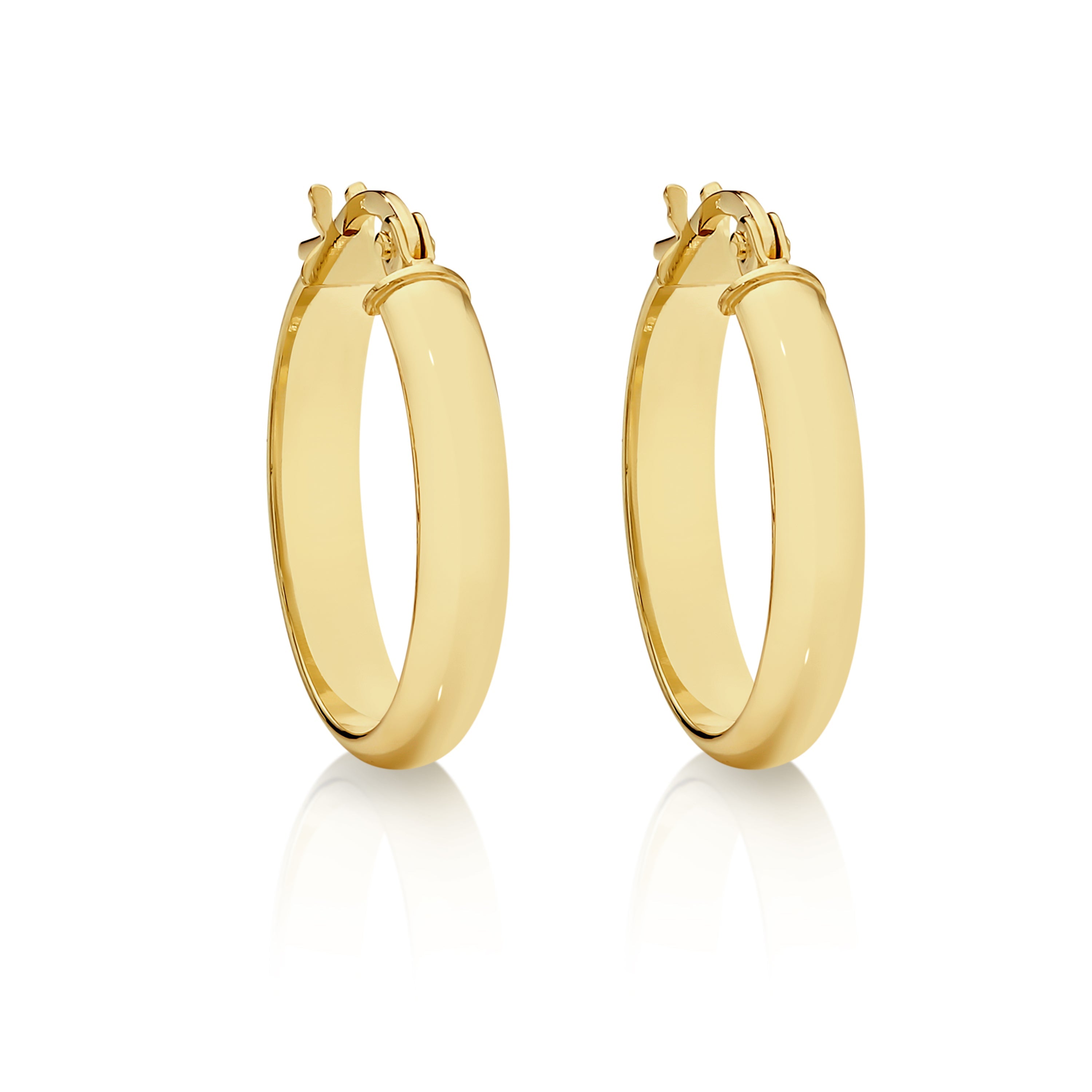 9ct gold half round hoops (15mm)