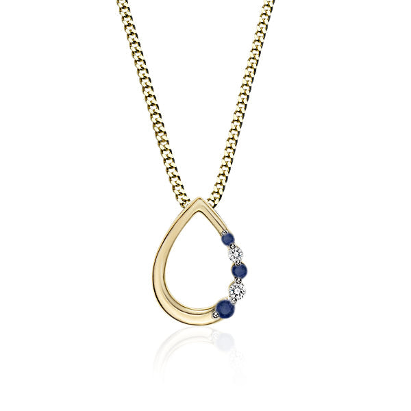 9ct gold sapphire & diamond pendant