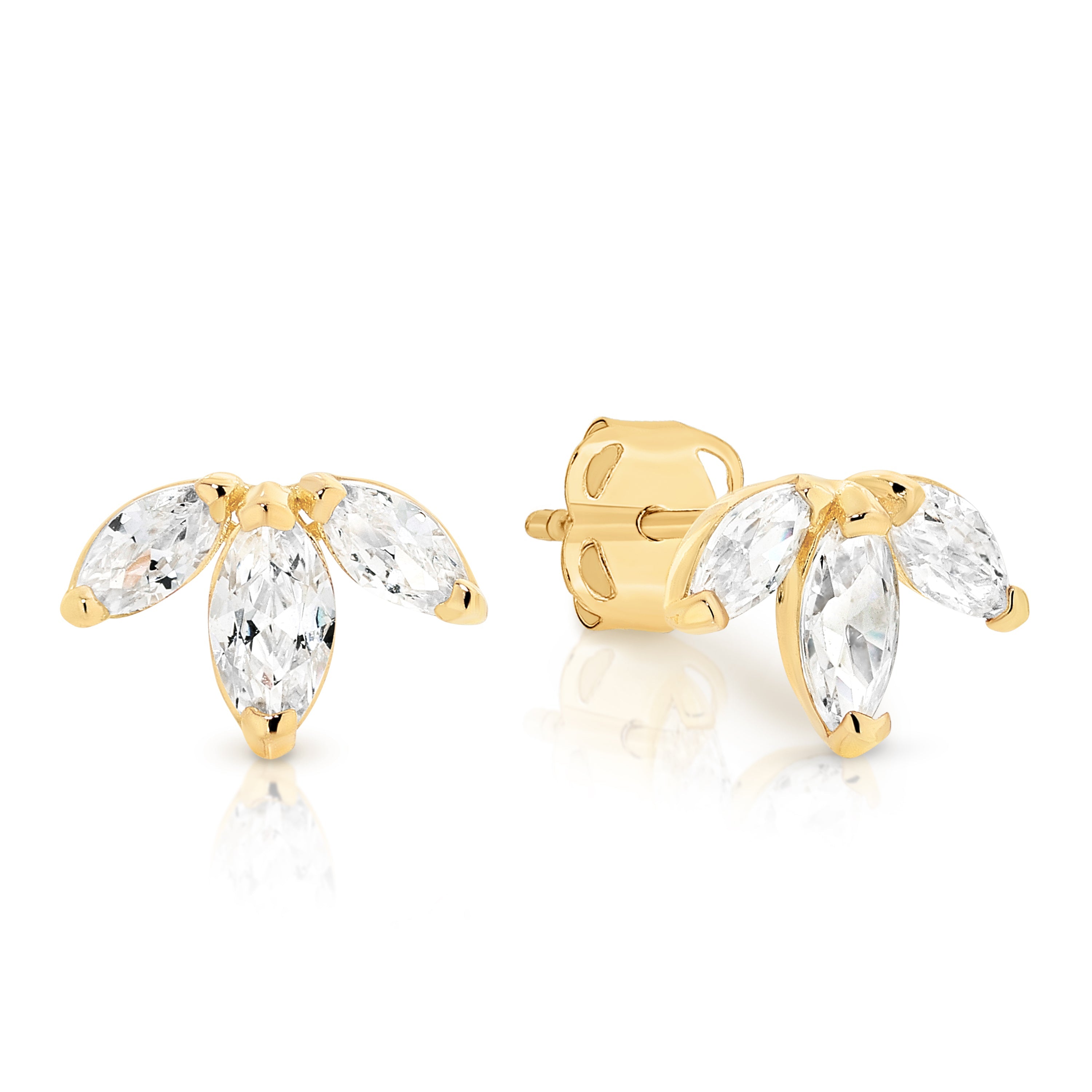 9ct cubic zirconia marquise studs