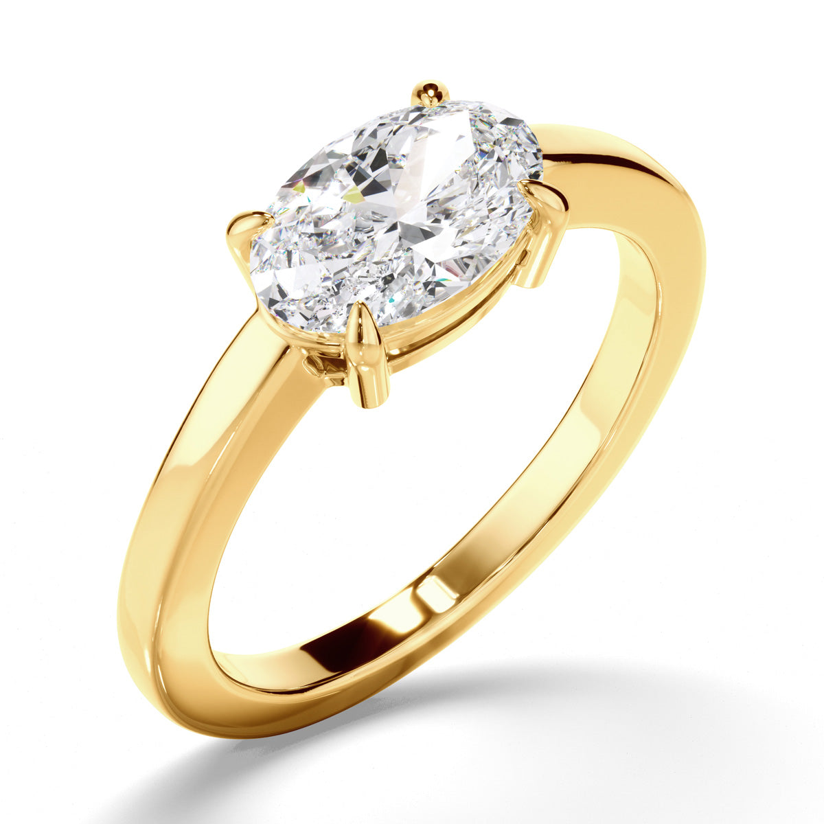 Oval Cut Diamond Solitaire East West Engagement Ring