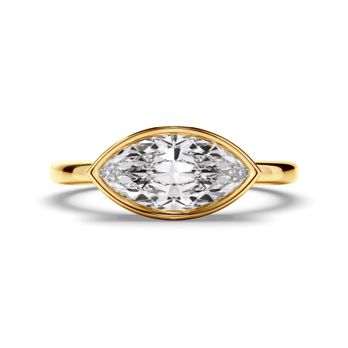 Marquise Cut Diamond Bezel East West Solitaire Engagement Ring