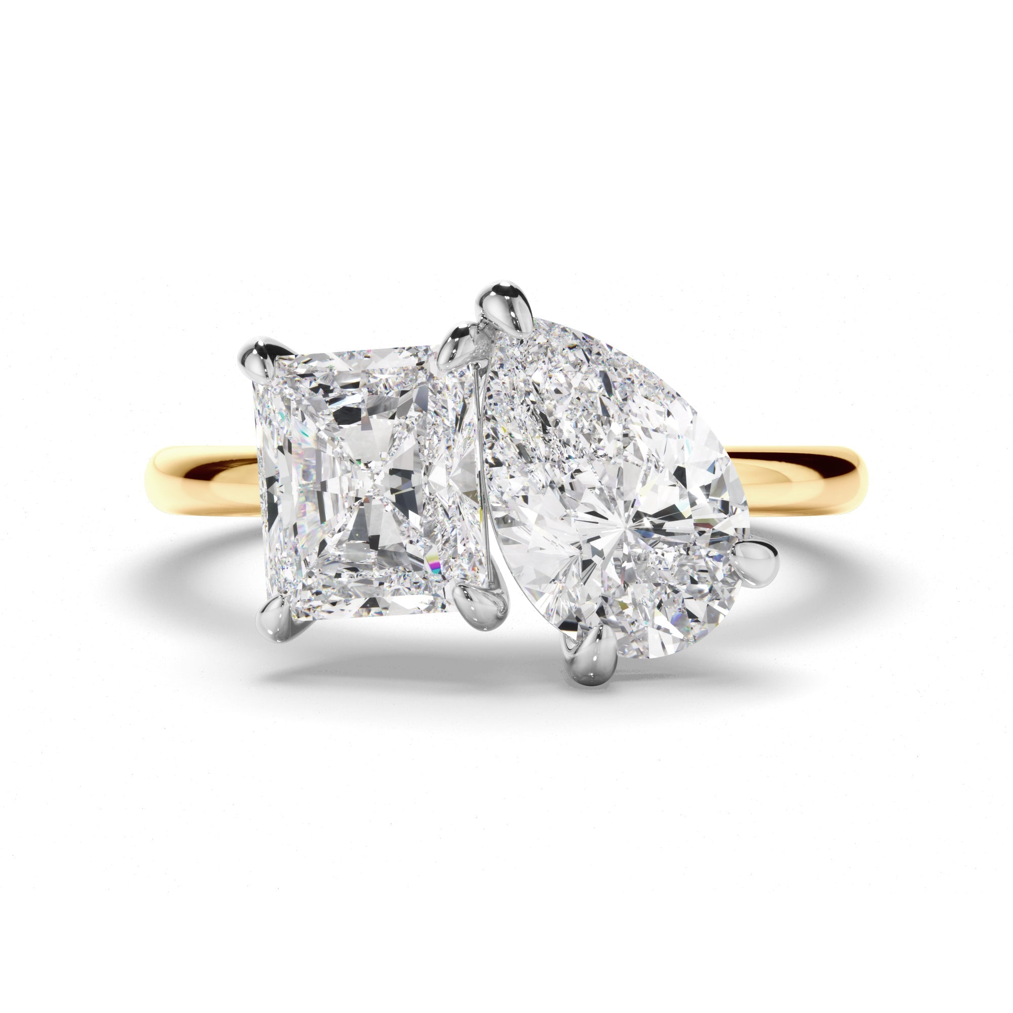 Radiant & Pear Cut Diamond Toi et Moi Engagement Ring