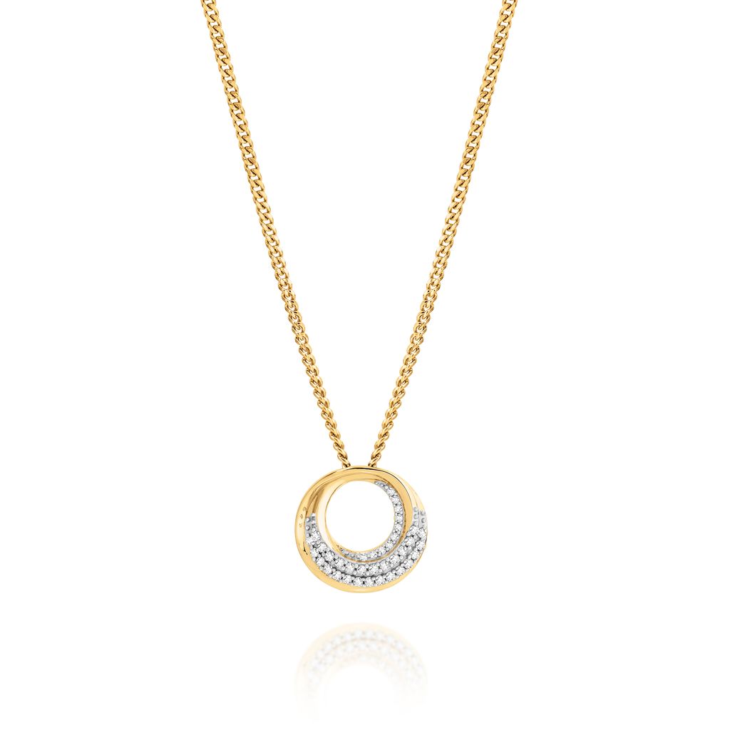 9ct gold 0.10ct diamond tapered circle slider pendant