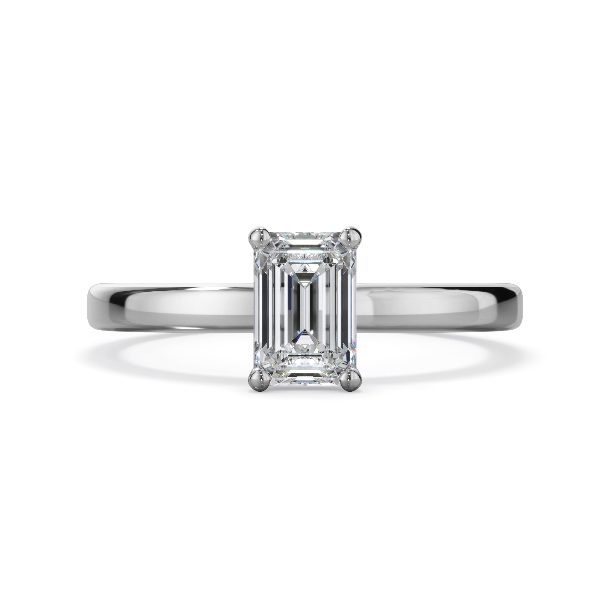 Clover Platinum 1.0ct Emerald Cut Solitare LAB Grown Bloom Diamond Ring