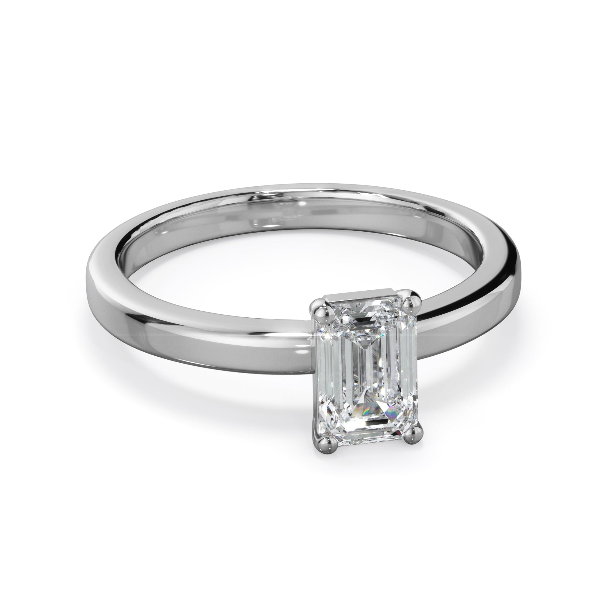 Clover Platinum 1.0ct Emerald Cut Solitare LAB Grown Bloom Diamond Ring