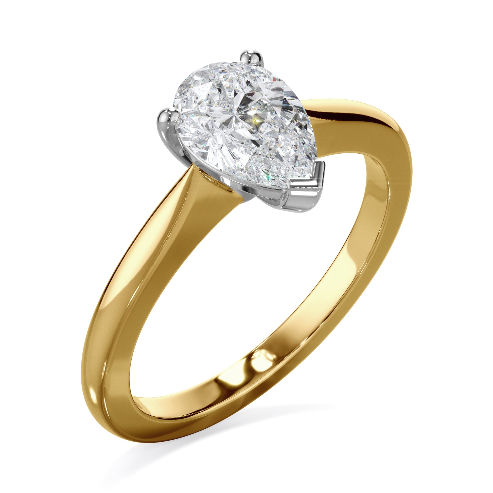 Iris 18k Yellow Gold 0.80ct Pear Solitaire LAB Grown Bloom Diamond Rin