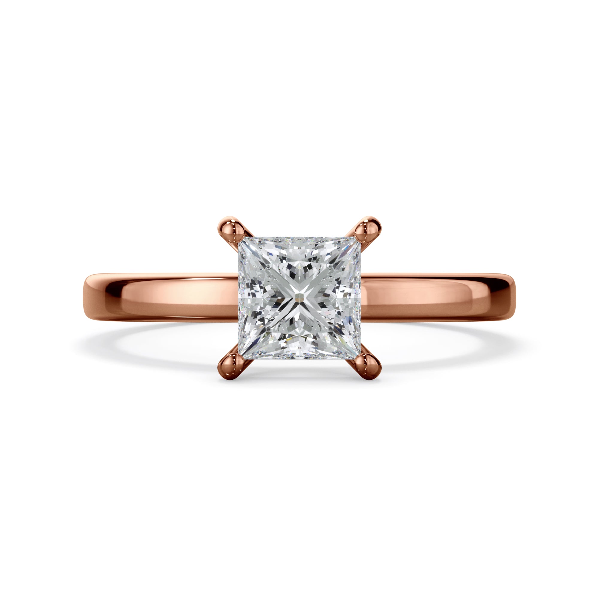 Pansy 18k Rose Gold 1.0ct Princess Cut Solitare LAB Grown Bloom Diamond Ring